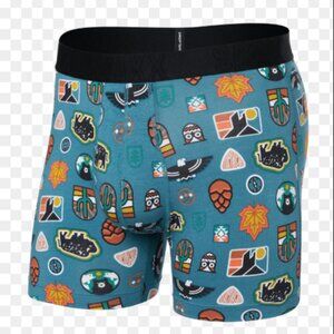 NWT SAXX DropTemp Cooling Cotton Boxer Brief - 'Outside Is In' Print